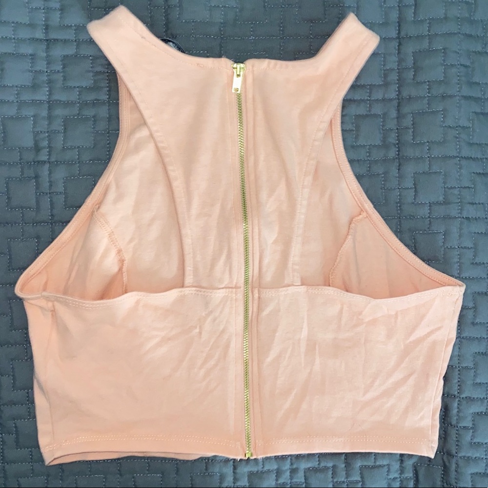 Peach Zipper back Crop Top